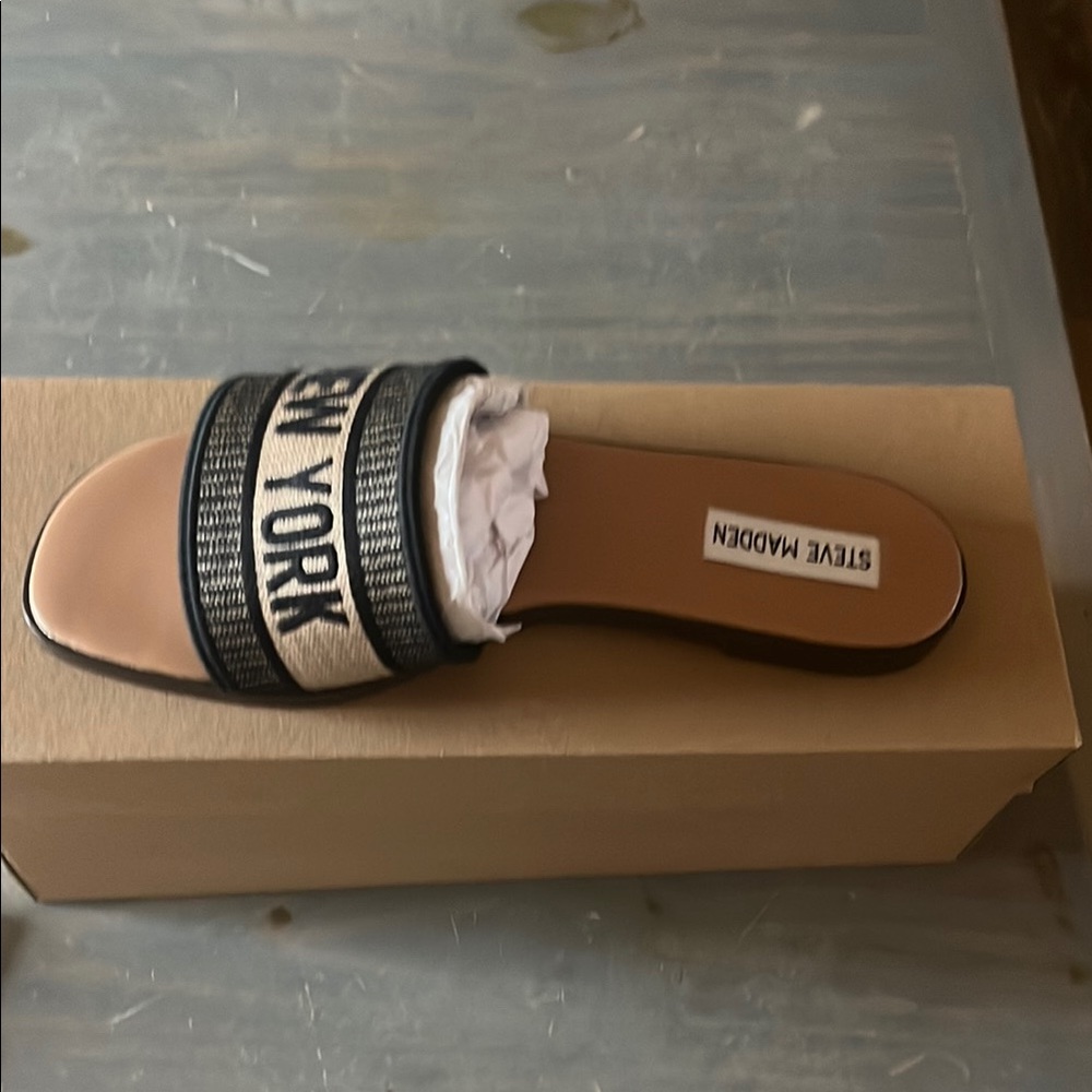 Steve Madden Black Slide Sandals